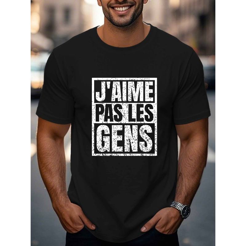 

T-Shirt Décontracté pour Homme à Col Rond, Tissu en 100% Polyester, Coupe Régulière, avec Motif Géométrique, pour l'Été