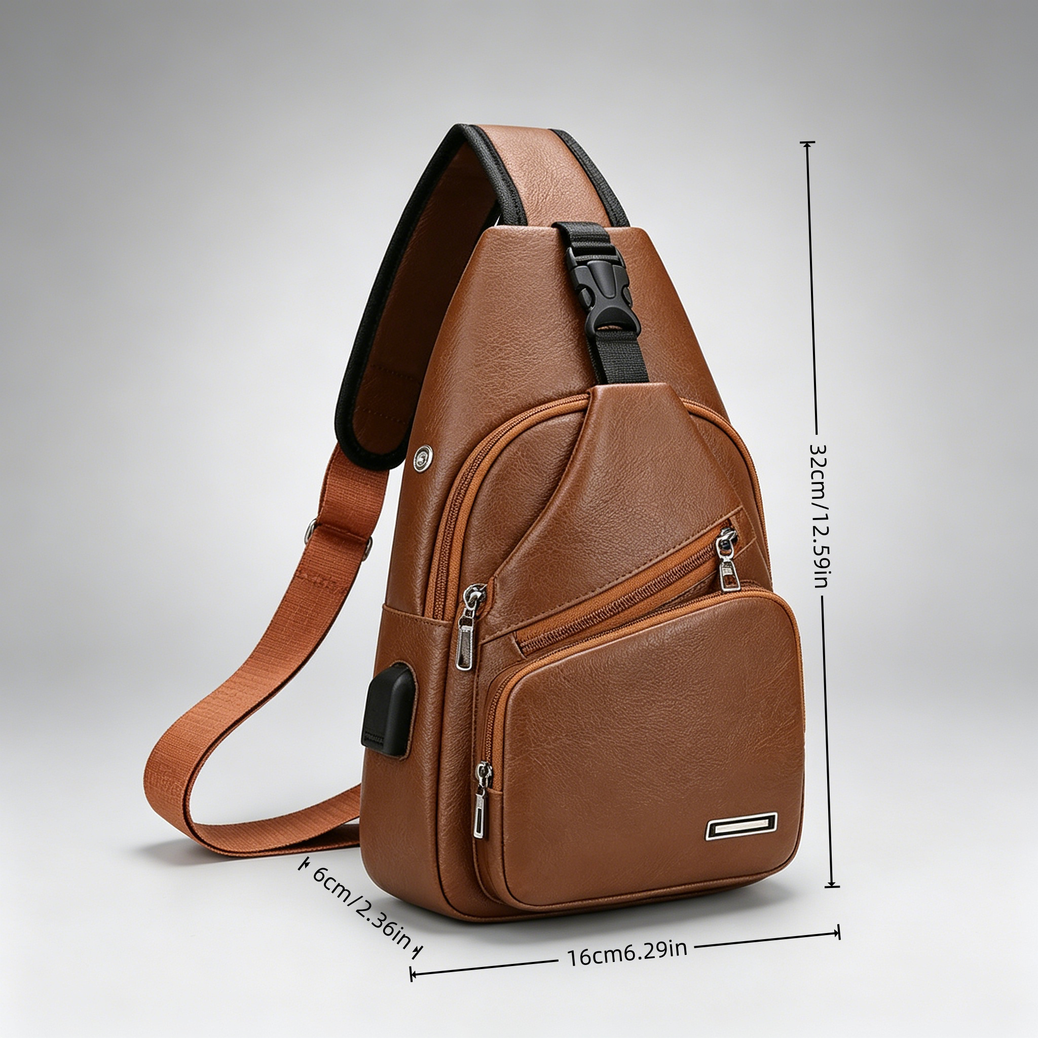 Sac Bandoulière Homme Rétro — Multi-Compartiments Cuir Sac de poitrine rétro décontracté multifonctionnel pour homme, grande capacité et plusieurs compartiments, convient pour les trajets quotidiens et les voyages, fermeture à glissière, design aux couleurs contrastées, sac bandoulière, sac de loisirs en plein air, choix idéal pour un cadeau