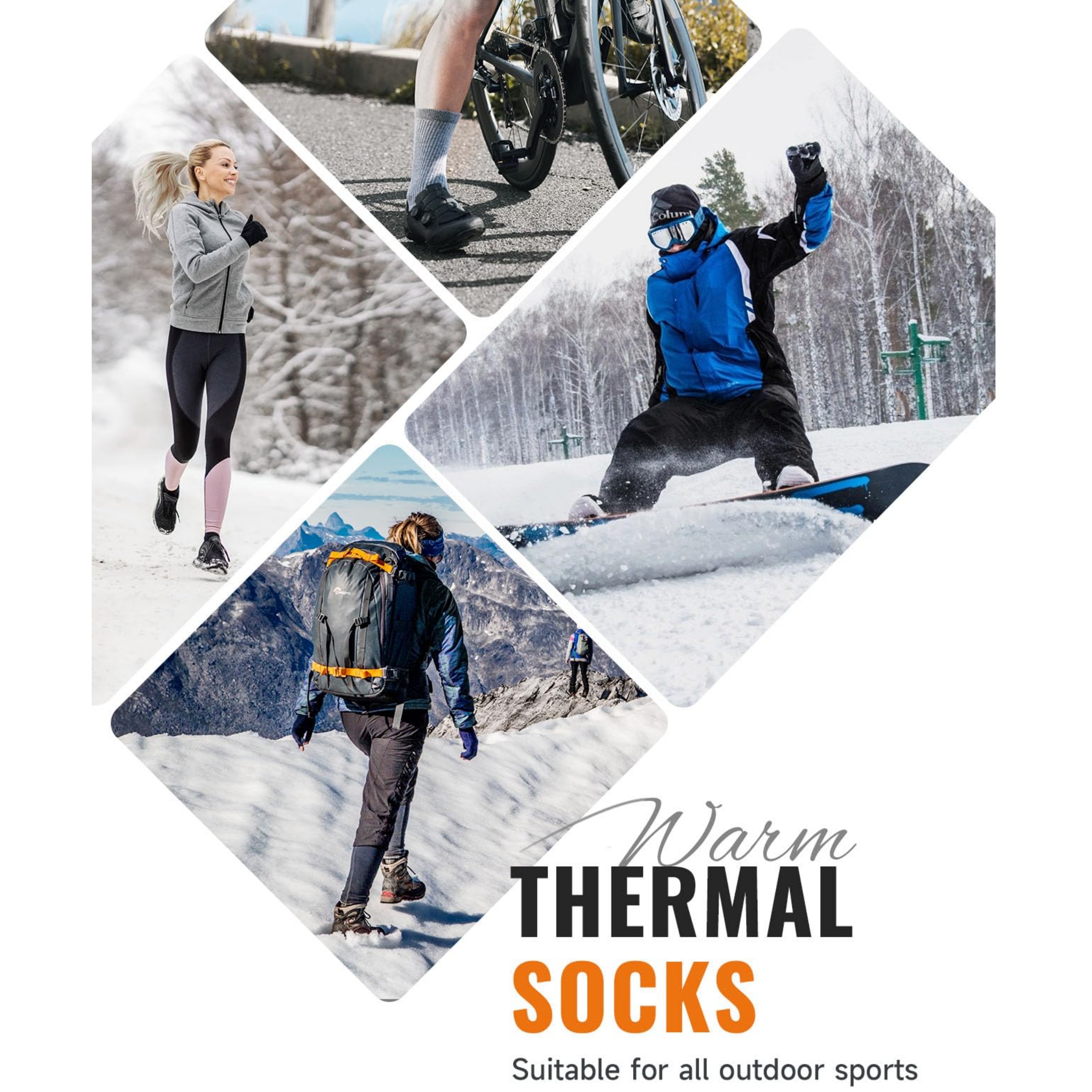 3 Pairs Men's Merino Wool Socks for Winter Activities