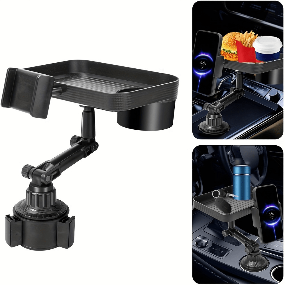 TEMU 1pc Car Food Tray, Car Interior Additions, Armrest Box And Storage, Car Tray, 360 Degree Rotating Car Cup Holder Extender, With Detachable Food