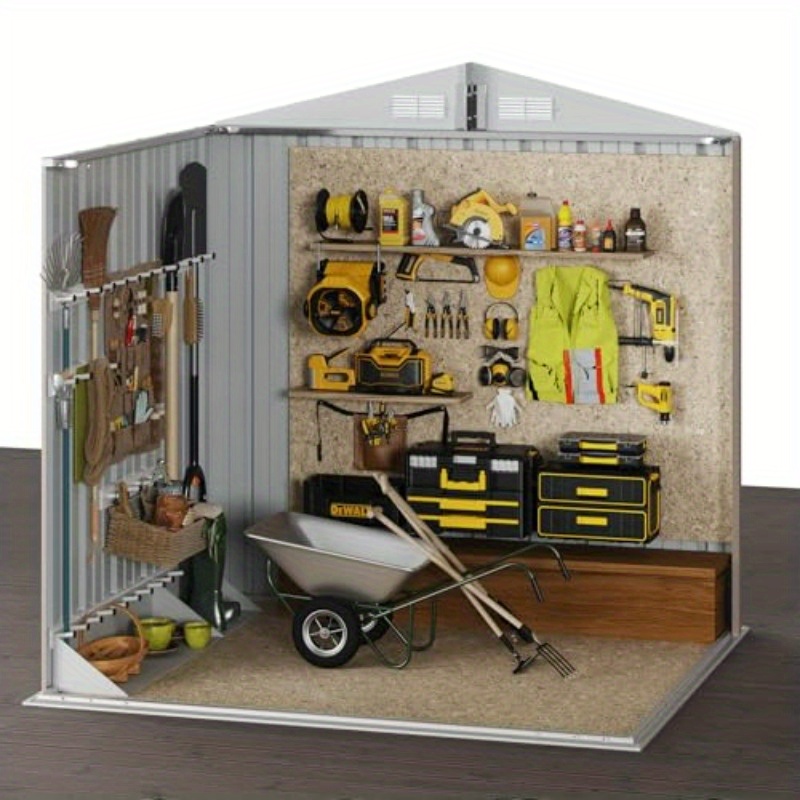 6, 2x4ft Metal Outdoor Storage Shed with Lockable Doors & Sloping Roof - Durable Brown Garden Shed for Backyard, Patio, Poolside - Tool, Bike, and Equipment Organizer, Outdoor Storage Shed, Patio Organization, Sleek Design, Sturdy Construction, Storage Sheds