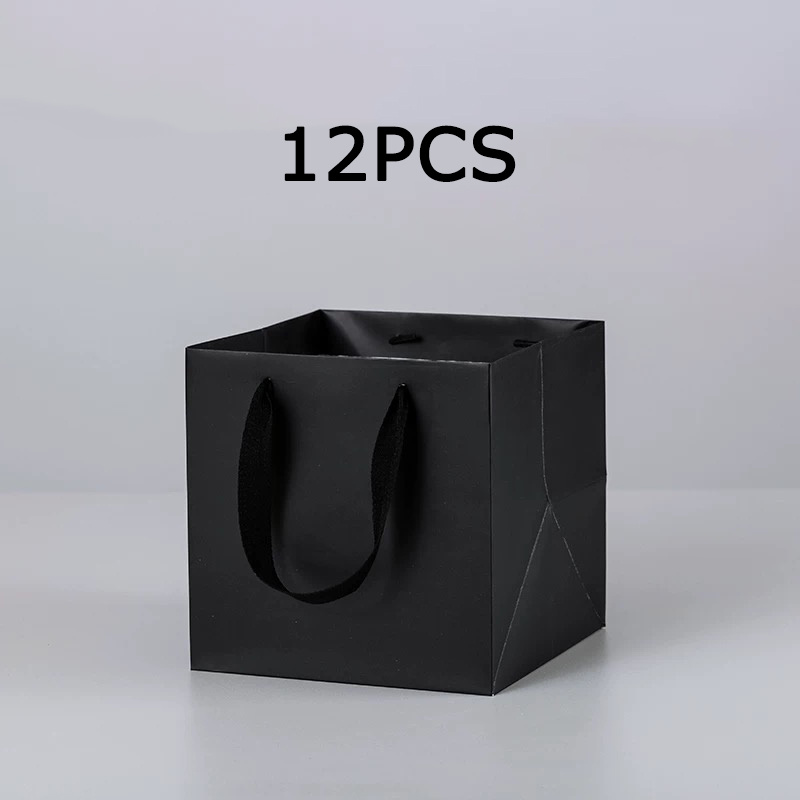 Temu 12 Db Hajtható PapíR AjáNdéKtáSka FogantyúVal – Piros éS FehéR ElegáNs Design ViráGokhoz, BabáKnak ÉS Halloweenre-image