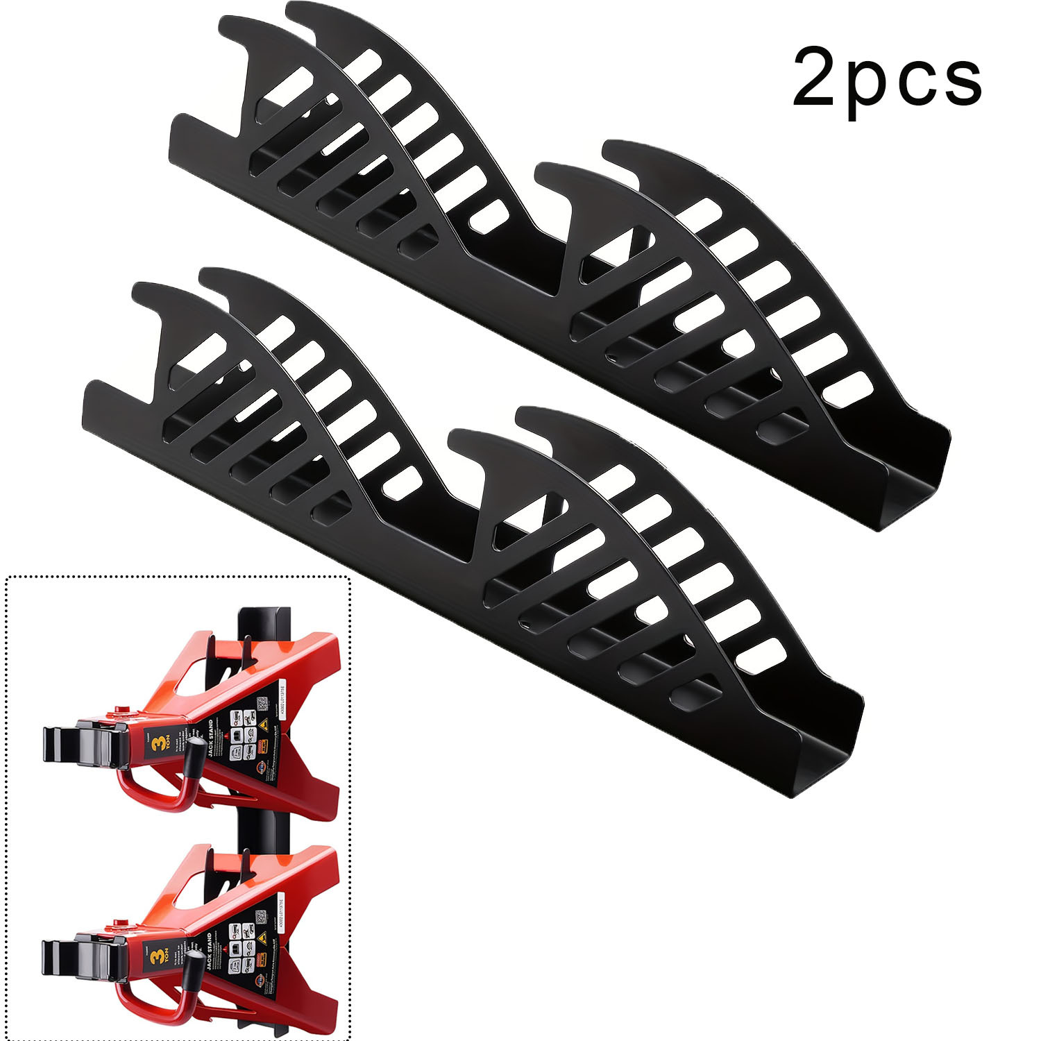 TEMU 2pcs Jack Fixed Bracket, Heavy-duty Metal Wall Mounted Garage Hanger, Sturdy Design, Durable Metal Structure Hooks, Suitable For Practical Shelf