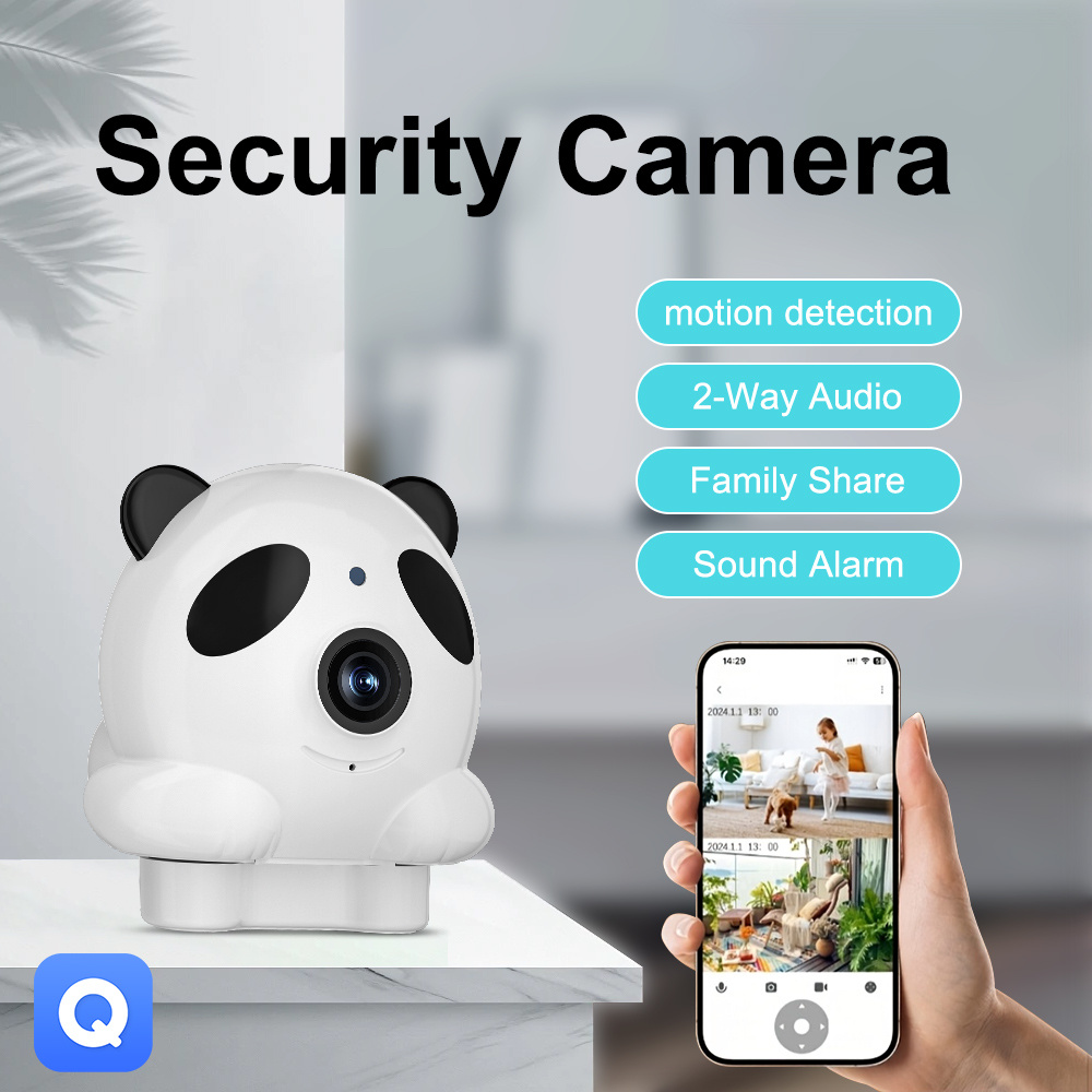 1 Cámara de mascotas, monitoreo de niños, cámara de seguridad inteligente para el hogar con Wi-Fi Full HD, función de visión nocturna, visión panorámica de 355°, audio bidireccional, detección de movimiento, visión nocturna de color, grabación de tarjeta de memoria, cargo de almacenamiento en la nube.