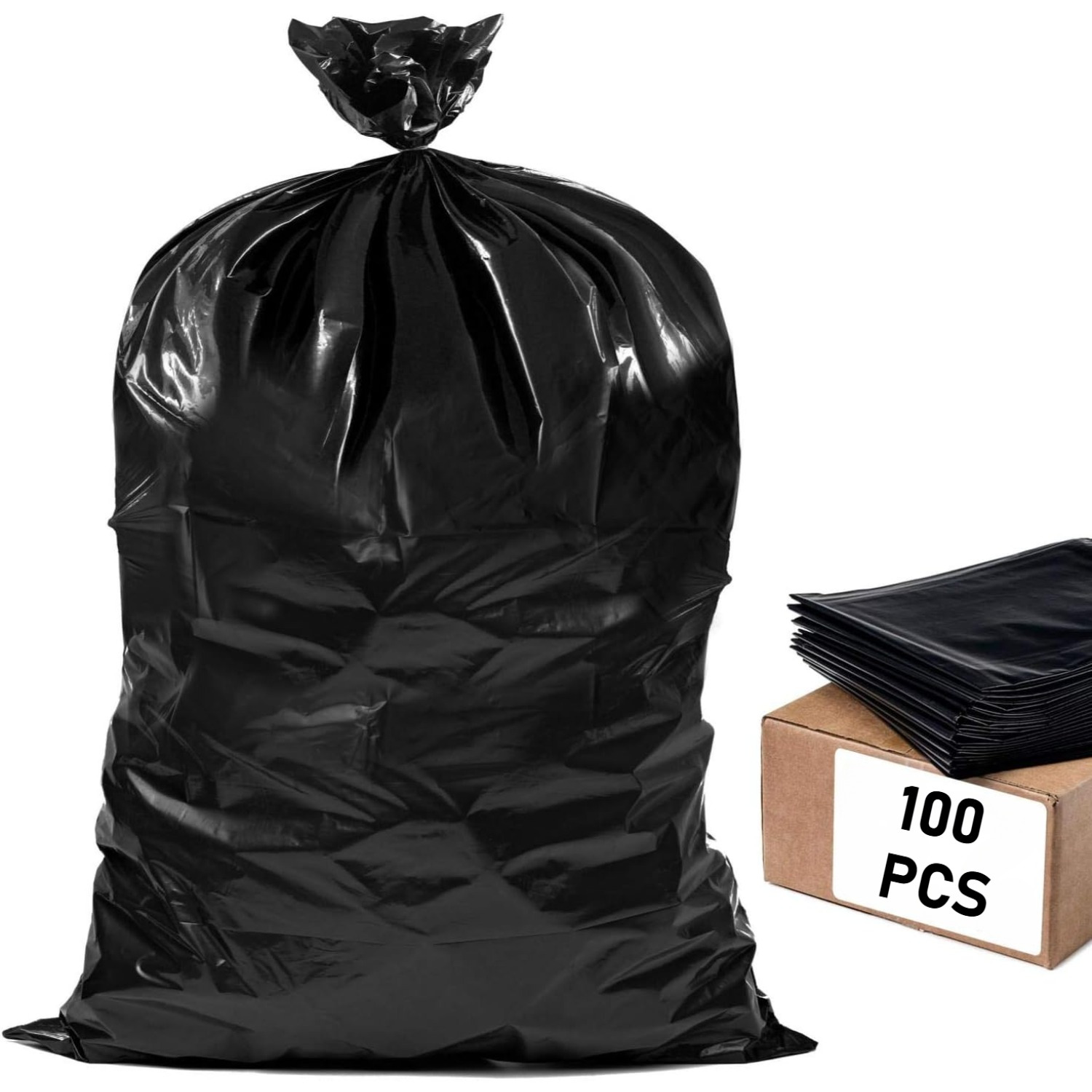 

Trash Bags 45-50 Gallon, 1.9 Mil, Black Heavy Duty Garbage Bag, 47.2" X 39.4" (100count)