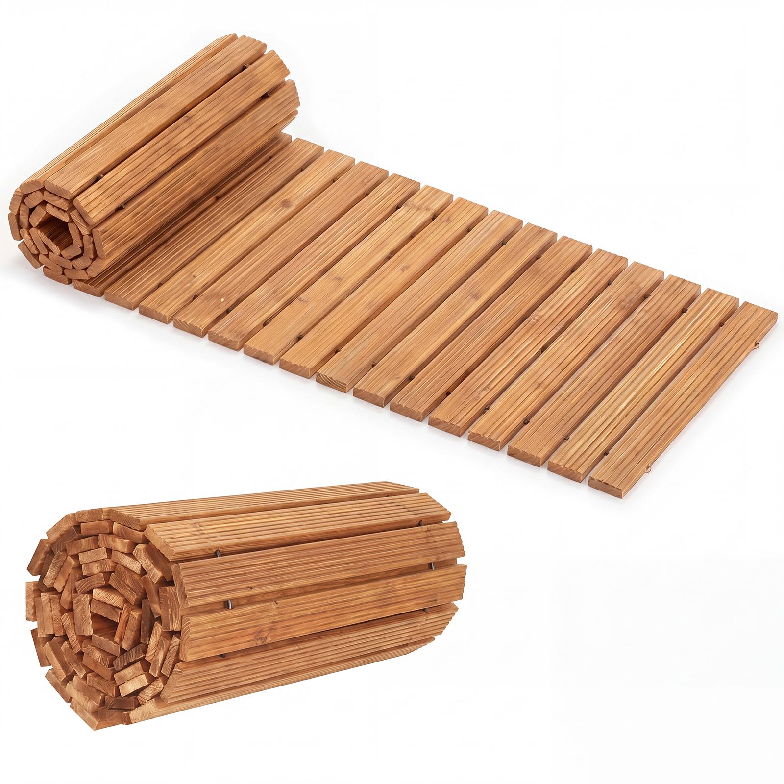 367cm Wooden Garden Pathway, Roll Out Decorative Fir Wood Straight Outdoor Walkway With Anti-slip Texture, Portable Flooring For Backyard, Patio, Deck, Lawn, Party &