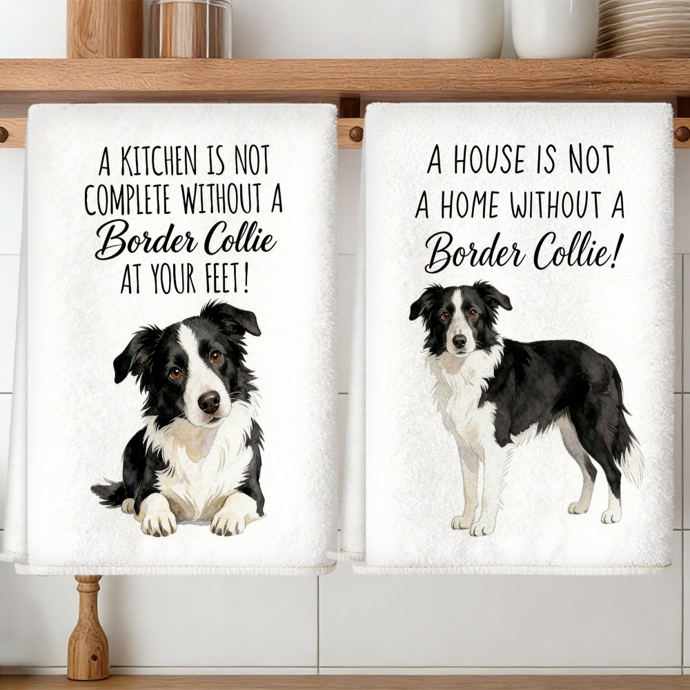 TEMU 2pcs Soft Absorbent Microfiber Dish Cloths For Cleaning, Decorative Housewarming/birthday Gifts For Mom, , Neighbors, Border Collie Pattern Dish
