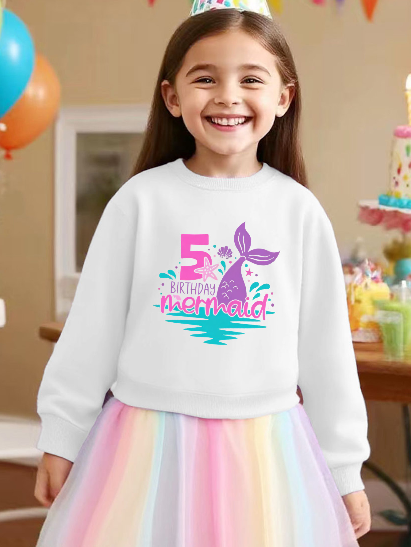 birthday dress 5 year old 5-Year-Old Birthday Theme Print Girls' Round Neck Short Sleeve Dress,  Summer Fashion Heart-Shaped Mesh Skirt, Casual Everyday Wear, Girls' Party  Tulle Princess Dress