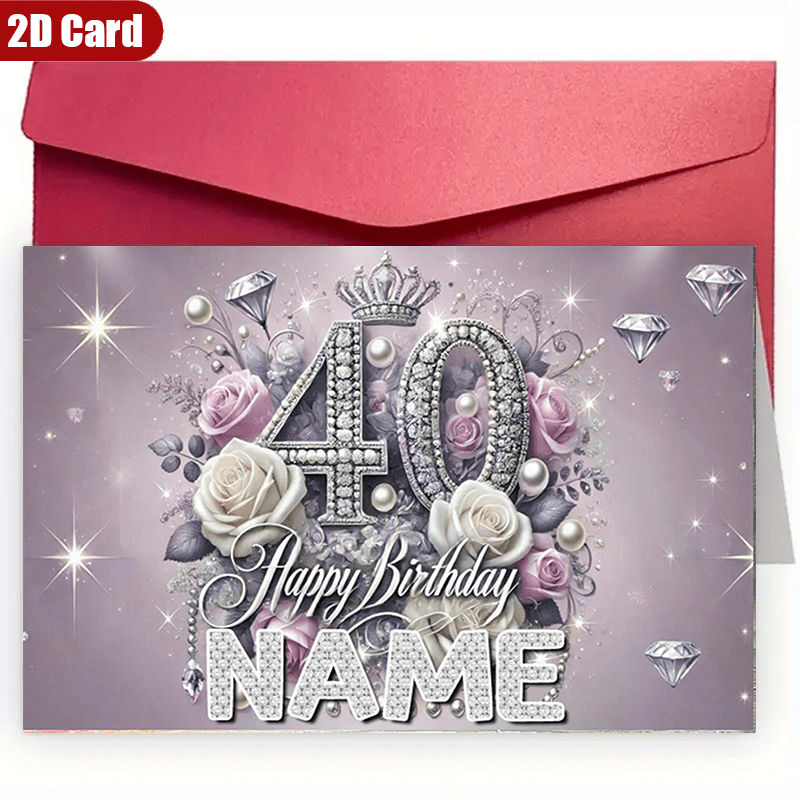 TEMU Custom 2d Flat Greeting Card - 1 Personalized Happy Birthday Card With Envelope, High-quality Paper - Suitable For Couples, Family, - Perfect