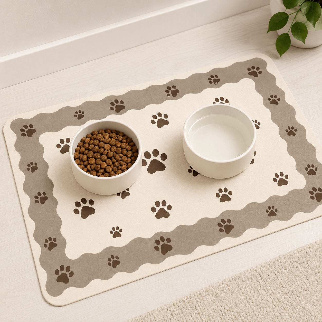 TEMU Diatomite Pet Feeding Mat, Cute Paw Print Absorbent Quick-drying Placemats For Cats And Dogs, Easy-to- Food And Water Bowl Mats, Suitable For