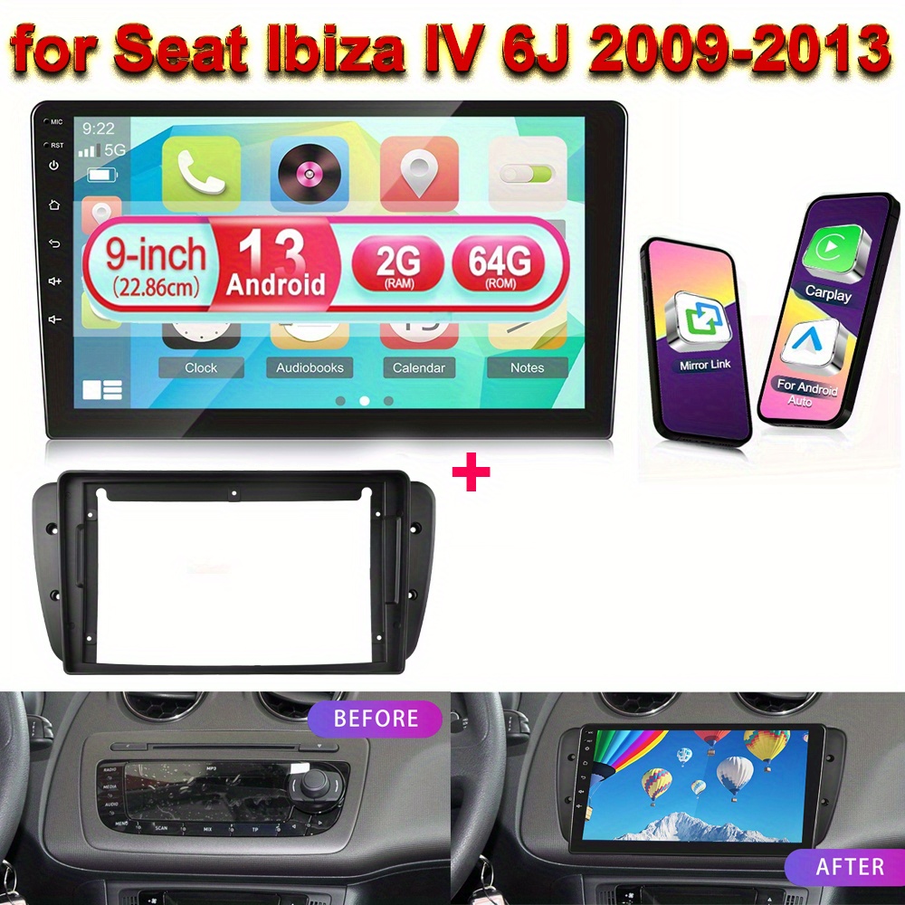 Image of 2gb+64gb Carplay For 13 Car Stereo Car Radio With External Frame For Iv 6j 2009-2013 And With 9-inch Touch Screen Auto Autoradio Support Fm Radio Gps Navi Wifi With Rear Camera &mic