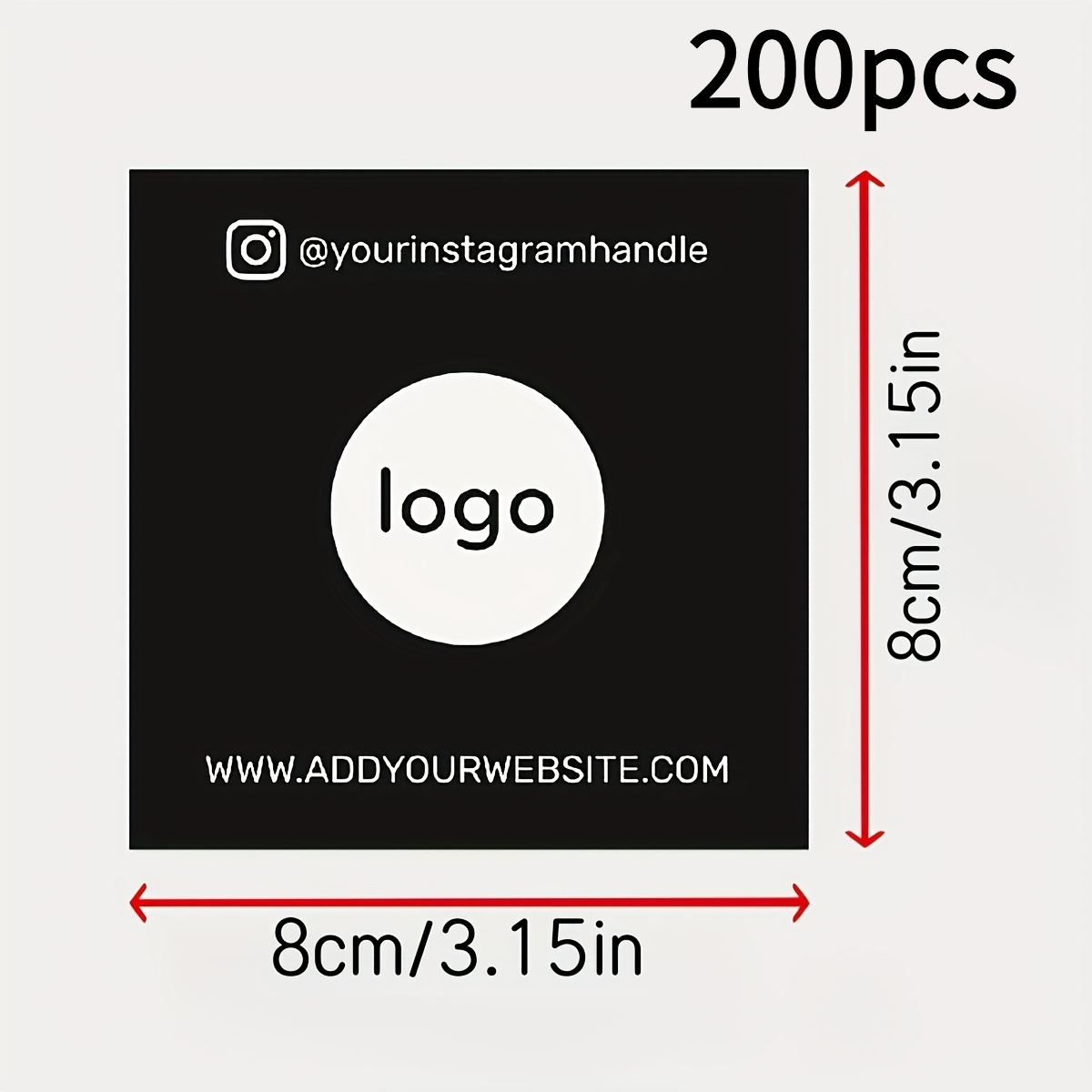 TEMU 200 Square Paper Cards Measuring 8x8 Cm, Custom Logo And Image Printed On Coated Paper, Square Business Cards Suitable For Wedding Invitations,