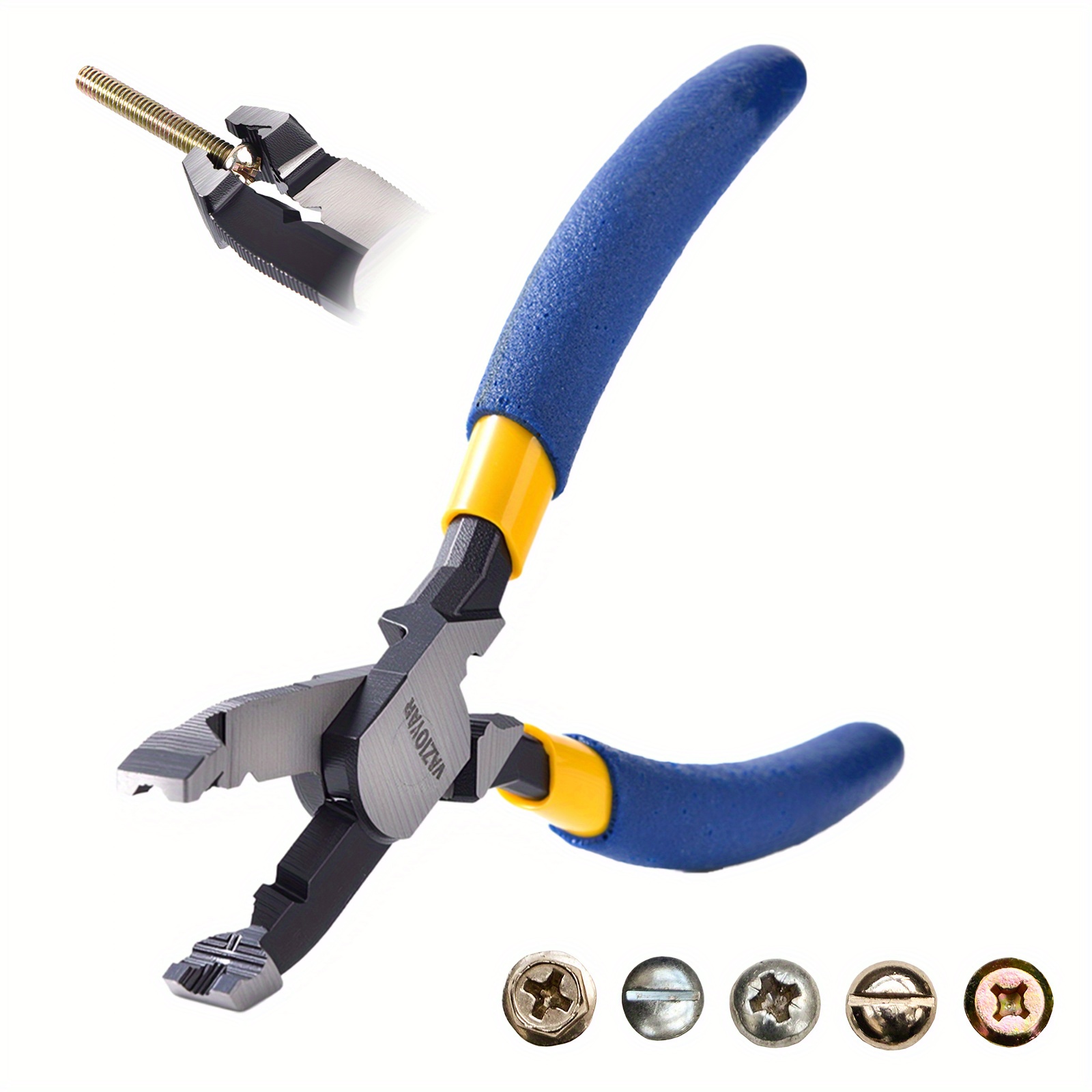 E-shop Schwerlast-Multifunktionsschraubenausdreherzange - 4in1 Handwerkzeug mit rutschfestem PVC Griff & Zähnen zum Entferne von abgenutzten,