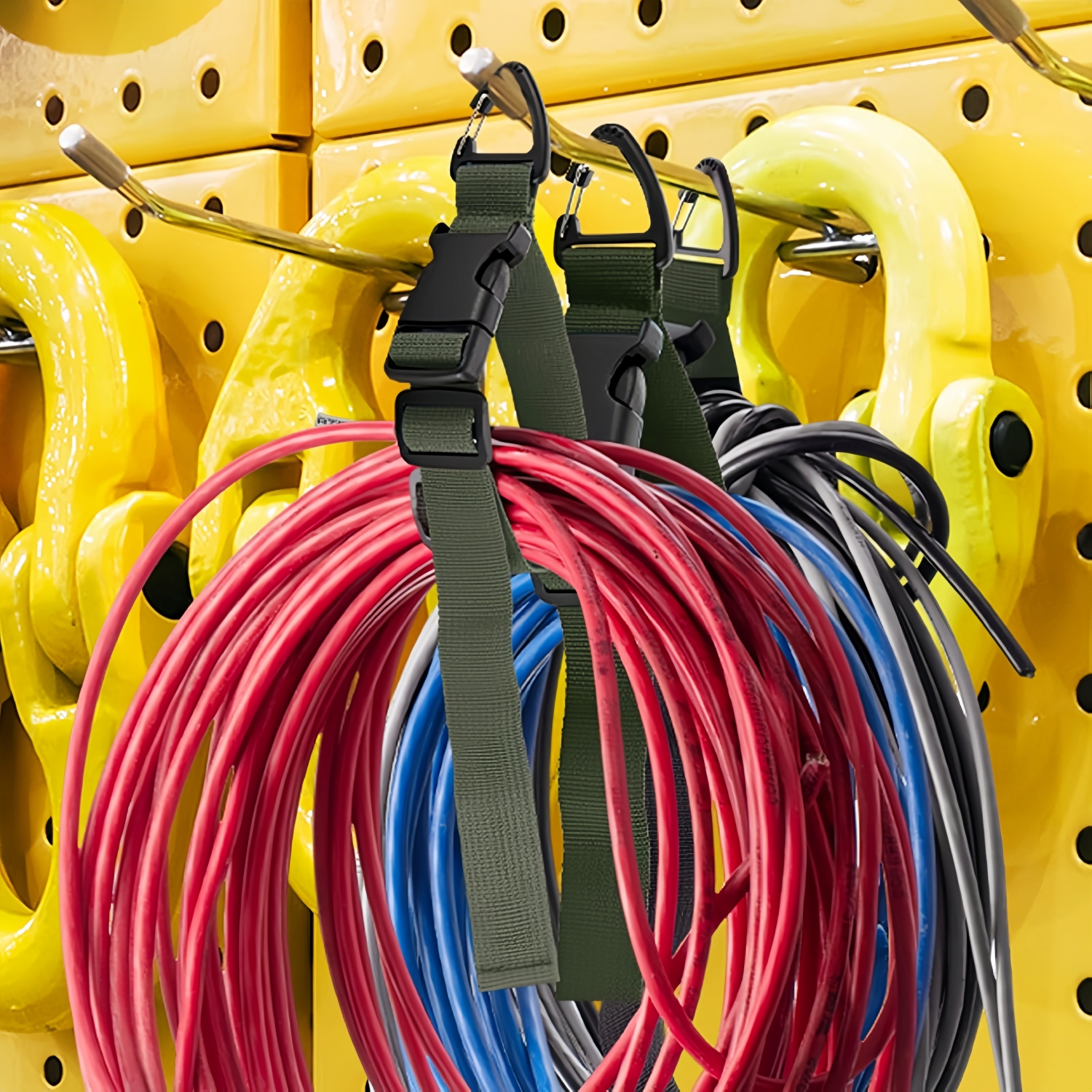 10pcs heavy duty adjustable extension cord organizers with 3 axis   lock black durable polypropylene cord holders for studio and garage organization tool belts secure cable storage extension cord holder tool organizer sturdy construction details 3