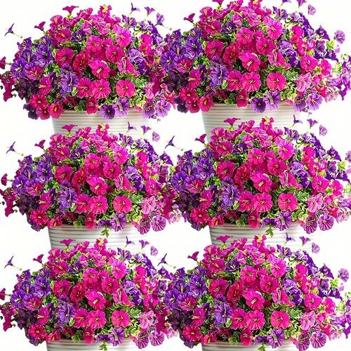 8 Bundles of Vibrant Artificial Flowers- Uv-Resistant And Floral Arrangements, Bright Multicolored Artificial , Suitable for Indoor And Outdoor Decoration, Home Gardens, , Window Boxes, Patios, Summer Decor, W