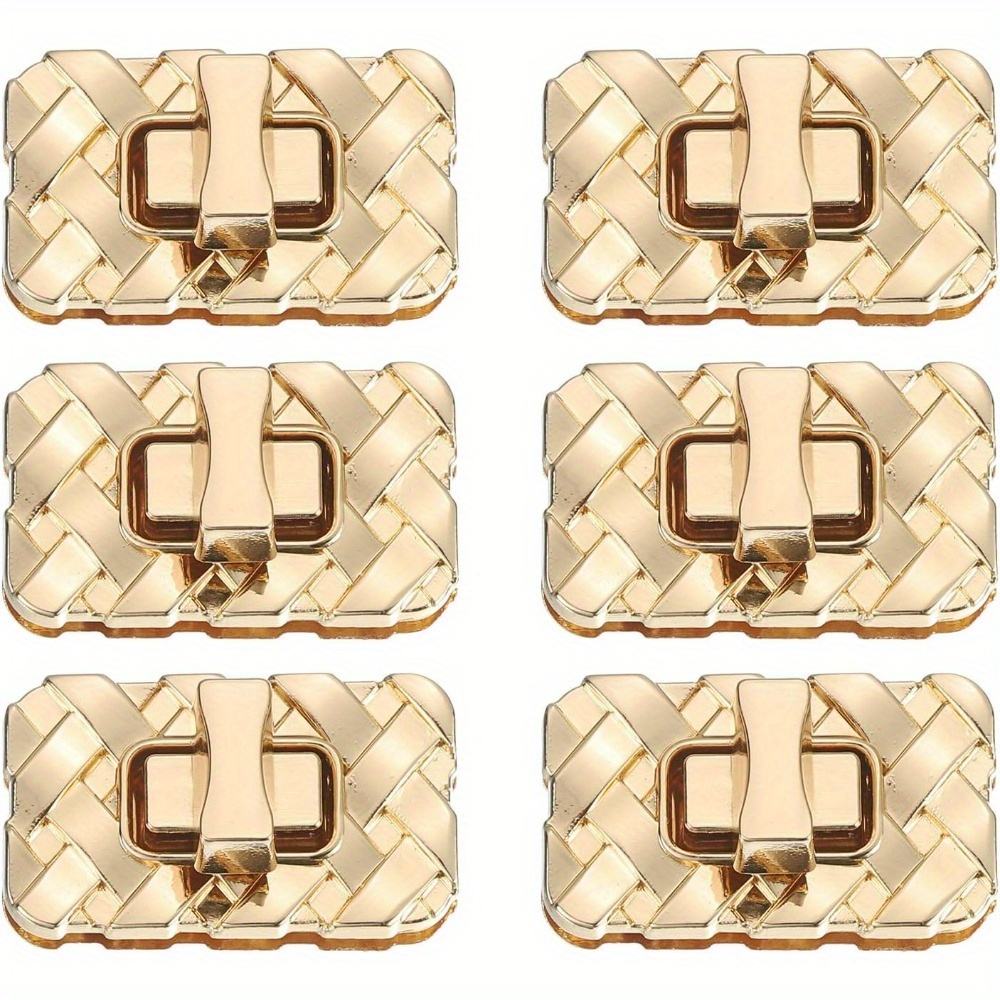 TEMU Lot de 6 boucles à verrou torsadé dorées pour la fabrication de sacs à main et de portefeuilles DIY, fermoir à verrou rotatif avec texture