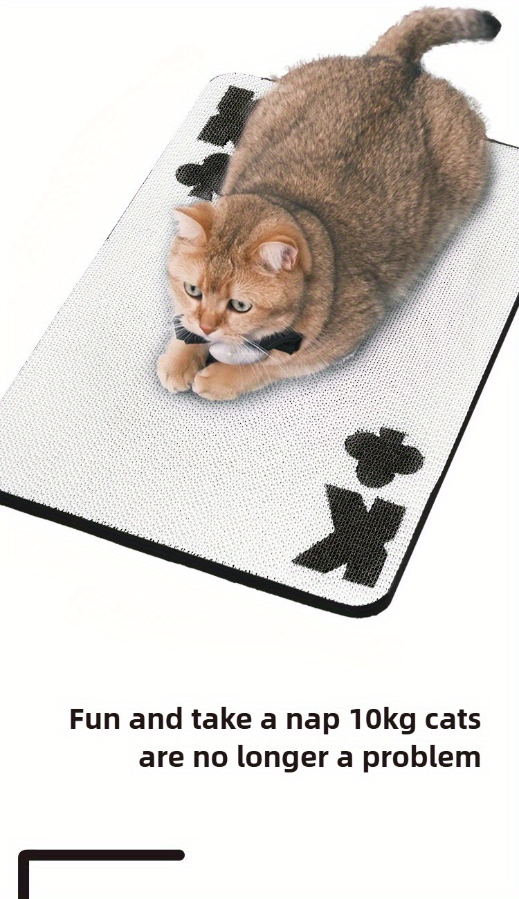 a cat scratch board designed like playing cards which doesnt shed   is sturdy and     mounted on the wall for claw sharpening its a cat pad and a toy for your feline friend Product details 6