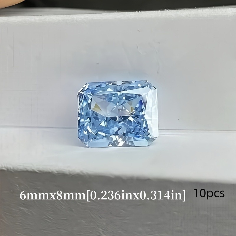 TEMU 10 Piezas de Cuentas de Vidrio Rectangulares en Azul Hielo de Calidad para Hacer Joyería - Anillos y Colgantes, Accesorios Elegantes Hechos a ,
