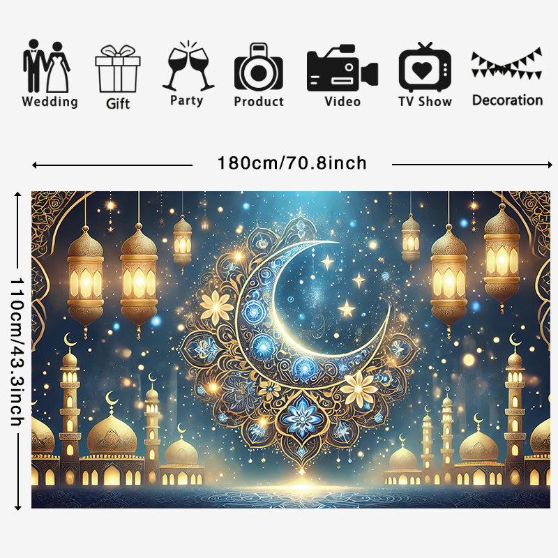 TEMU Décoration Murale Ramadan en Polyester Insonorisé 2D Plat – Crée un Cadre Confortable