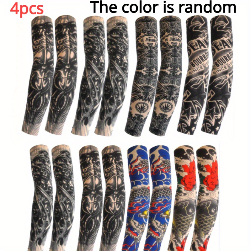 E-shop 4er-Set Sommer Individuelle Kombination Blumen Arm Tattoo Ärmel Nahtlos Outdoor Reiten Tattoo Sonnenschutz Ärmel Reiten Tattoo Ärmel