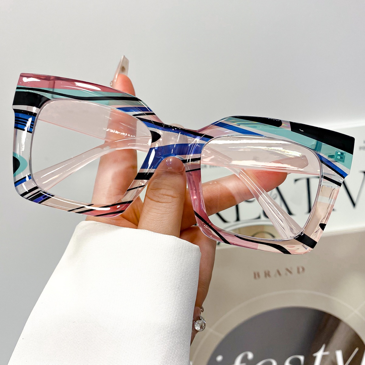Ladies\' Oversized Square Frame Glasses For Y2k Style & Festival Deco Women main image 2