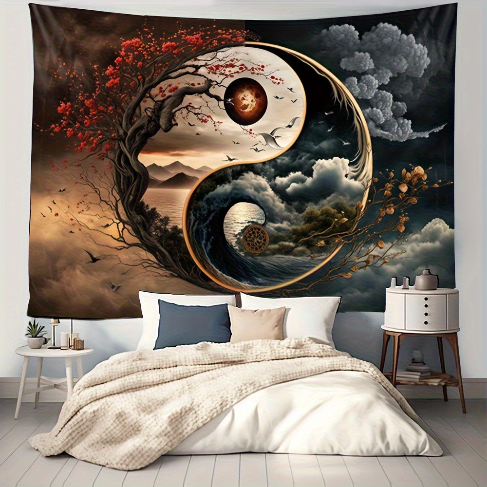 Tradycyjna makatka yin yang tai chi dekoracja ścienna sztuka_voghion.com