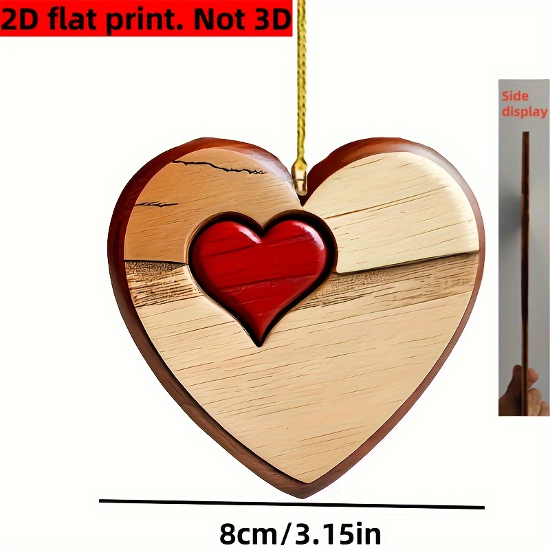 2d Flat, 1pc Heart Hanging Decoration - Oval Love Ornament With Hanging Loop, Valentine's Day Gift Suitable For Home Decor, Wedding & Anniversary - Traditional Romantic, 2d Flat