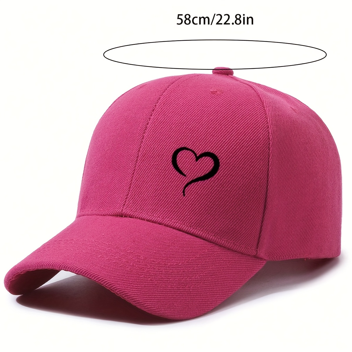 Adjustable Lightweight Baseball Cap with Heart Print