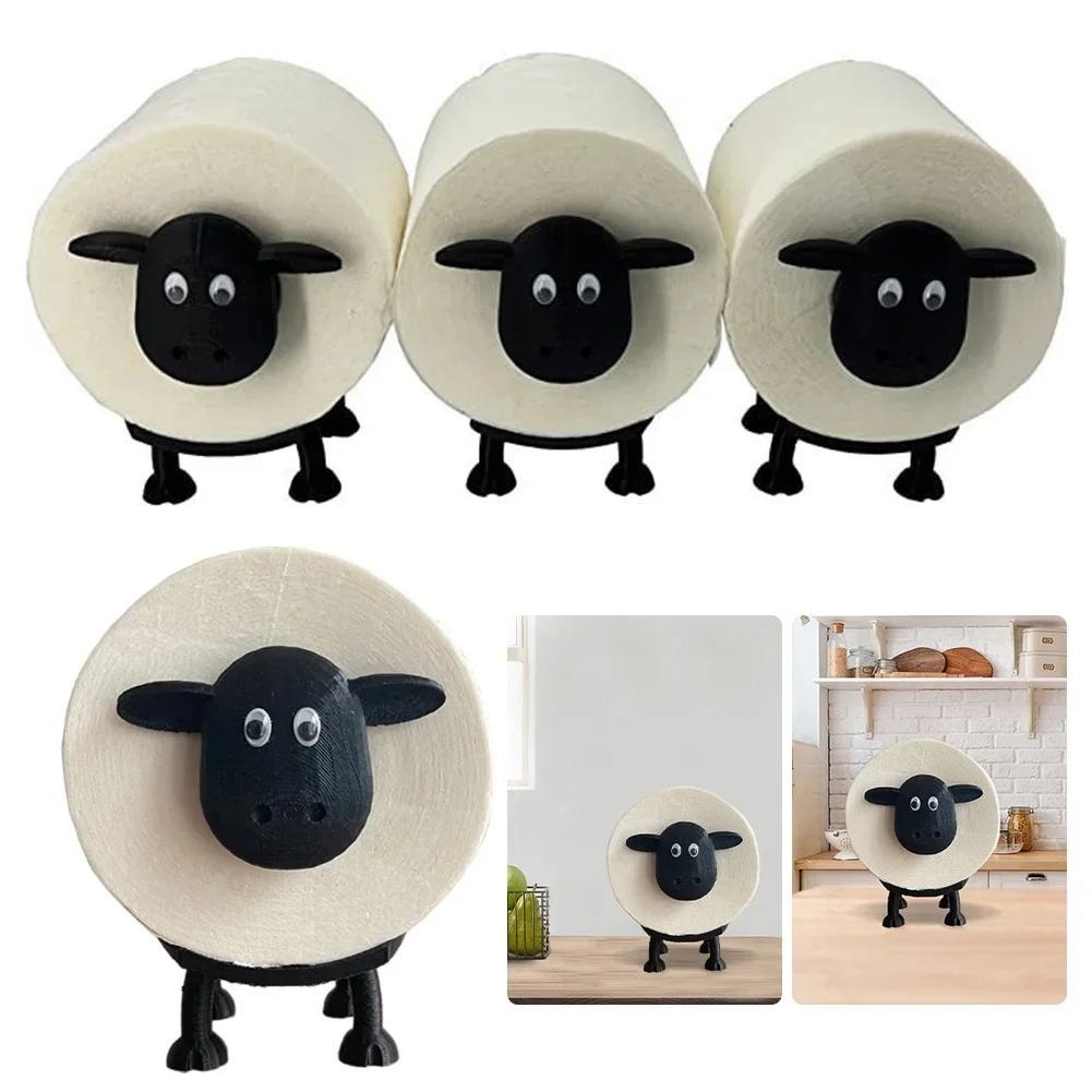 

1pc Cute Sheep-shaped Plastic Toilet Paper Holder, Round Stackable Tissue Box For Bathroom Vanity And Bedside Table