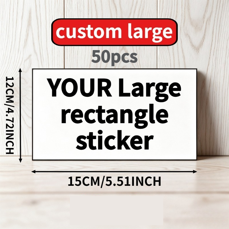 TEMU Customizable Large-size Rectangular Stickers, Available In Multiple Sizes (18/30/50pcs). Features Self- Logo, Text, Photos, And Patterns. Ideal