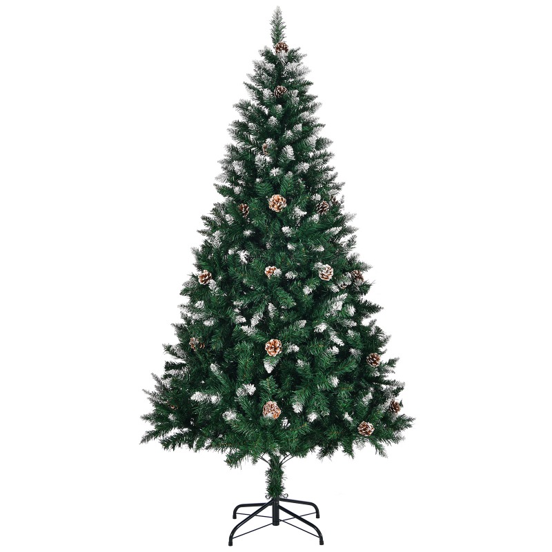 5ft White 420 Branches With Pine Cones Pvc Material Christmas Tree