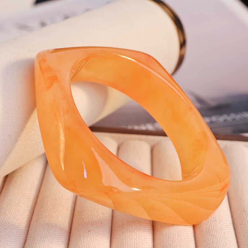 3pc Semi-Transparent Fruit Orange Irregular Bangle Set