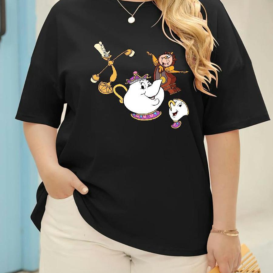 

Plus Size T Shirts Women Beauty And The , Graphic Tees, Fashion Breathable Casual Top