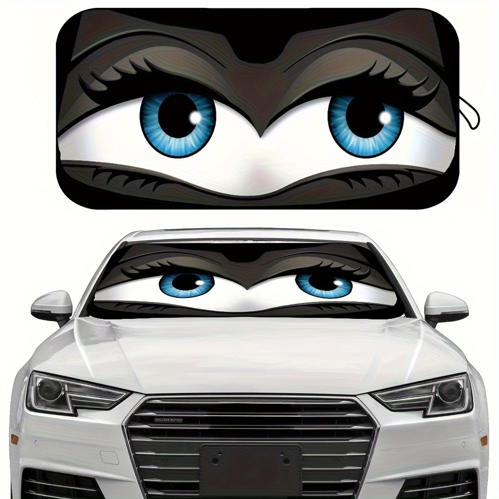 TEMU Cartoon Folding Car Windshield Sunshade, Summer Fun Car Accessory, Cool, Provides Sun Protection, Blocks And Heat, Makes Your Vehicle Look .
