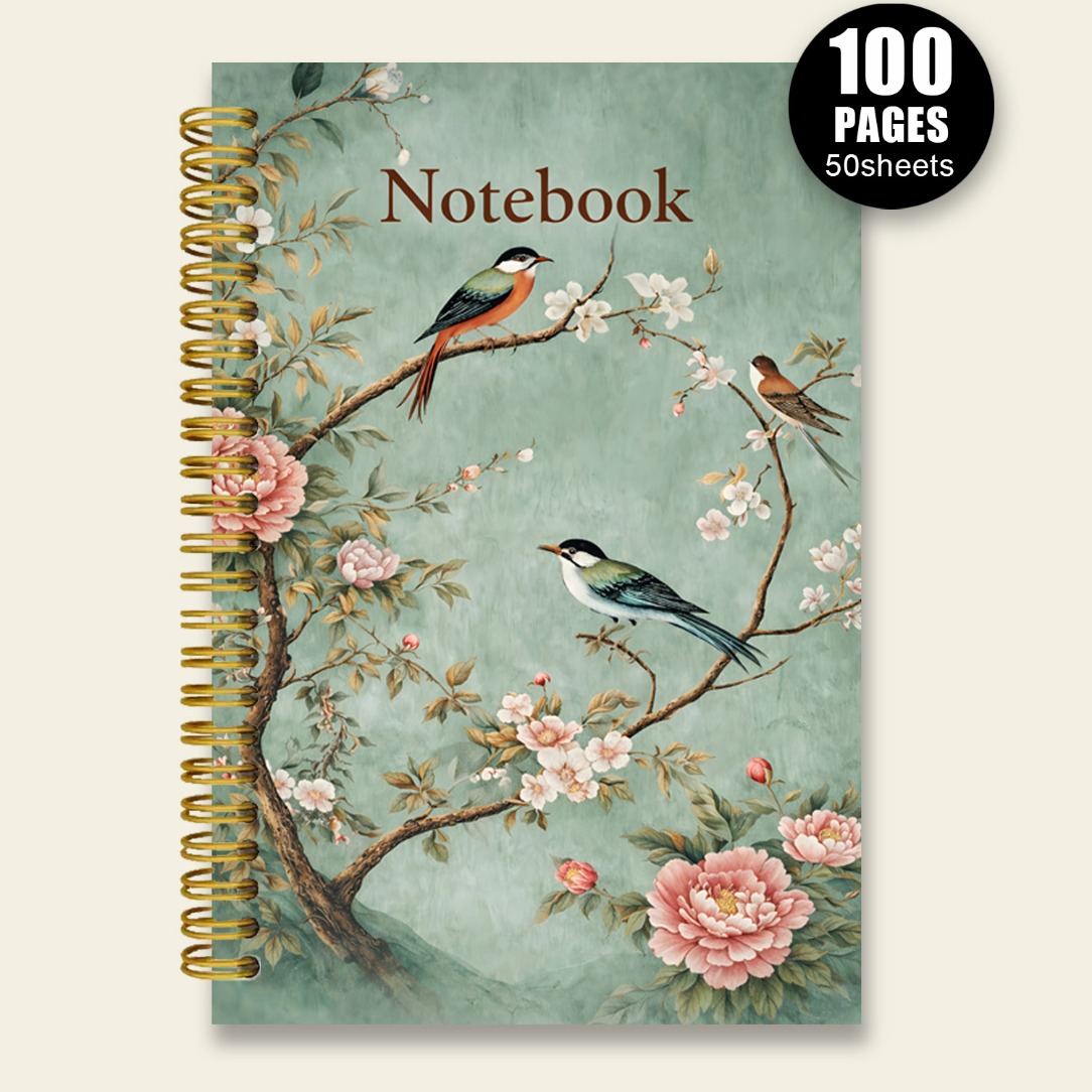 TEMU A5 Spiral Notebook Featuring Beautiful Floral And Artwork, Coil-bound Design, Suitable For College Notes, A Sturdy Hardcover Journal, Travel,