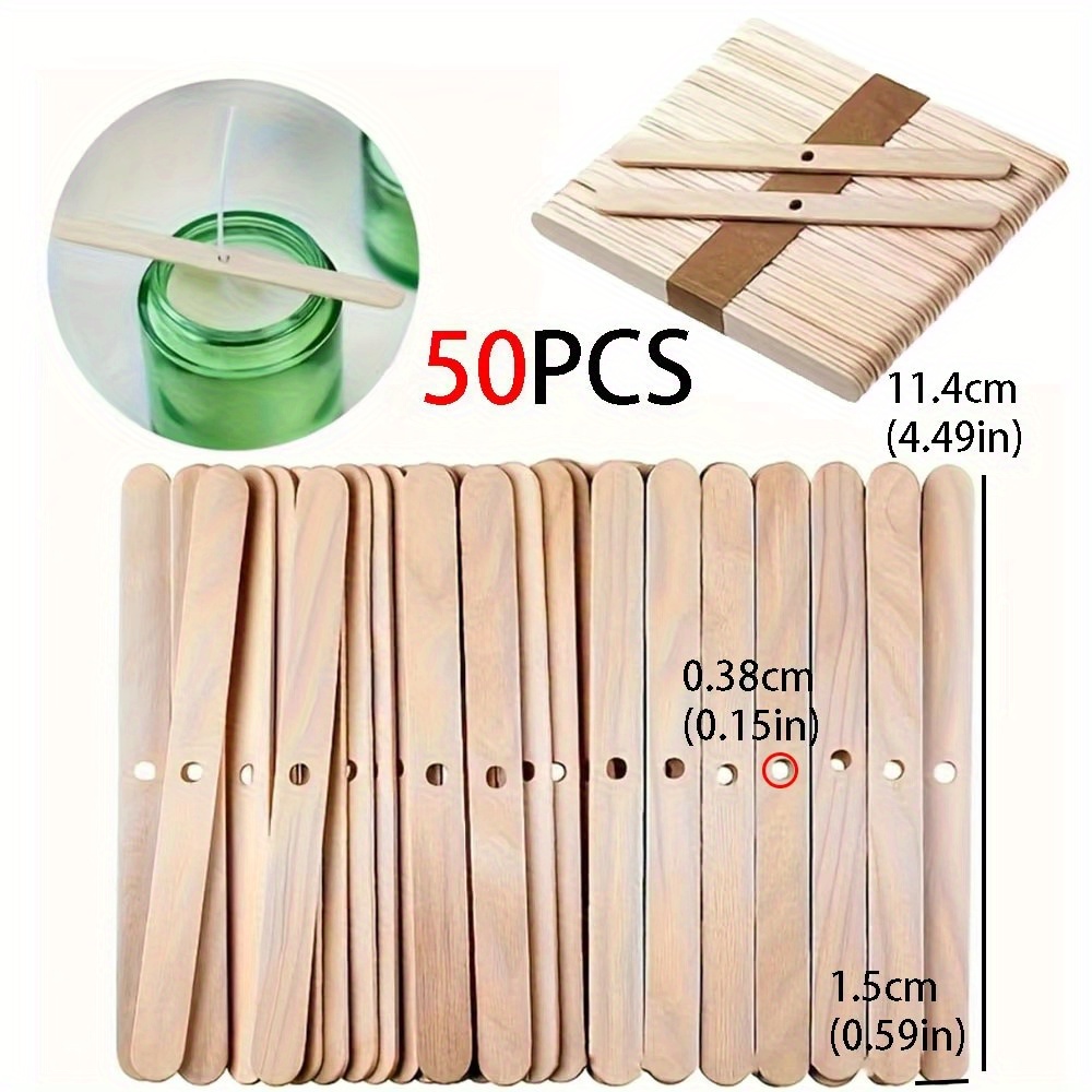 Image of 50/100/200/500pcs Candle Wick Holder Single-prong Wooden Stick Design Candle Wick Fixing Board Easy-to-use Stirring Tool For Aromatherapy Candles, Crafts, And Diy Gifts Handicraft Supplies