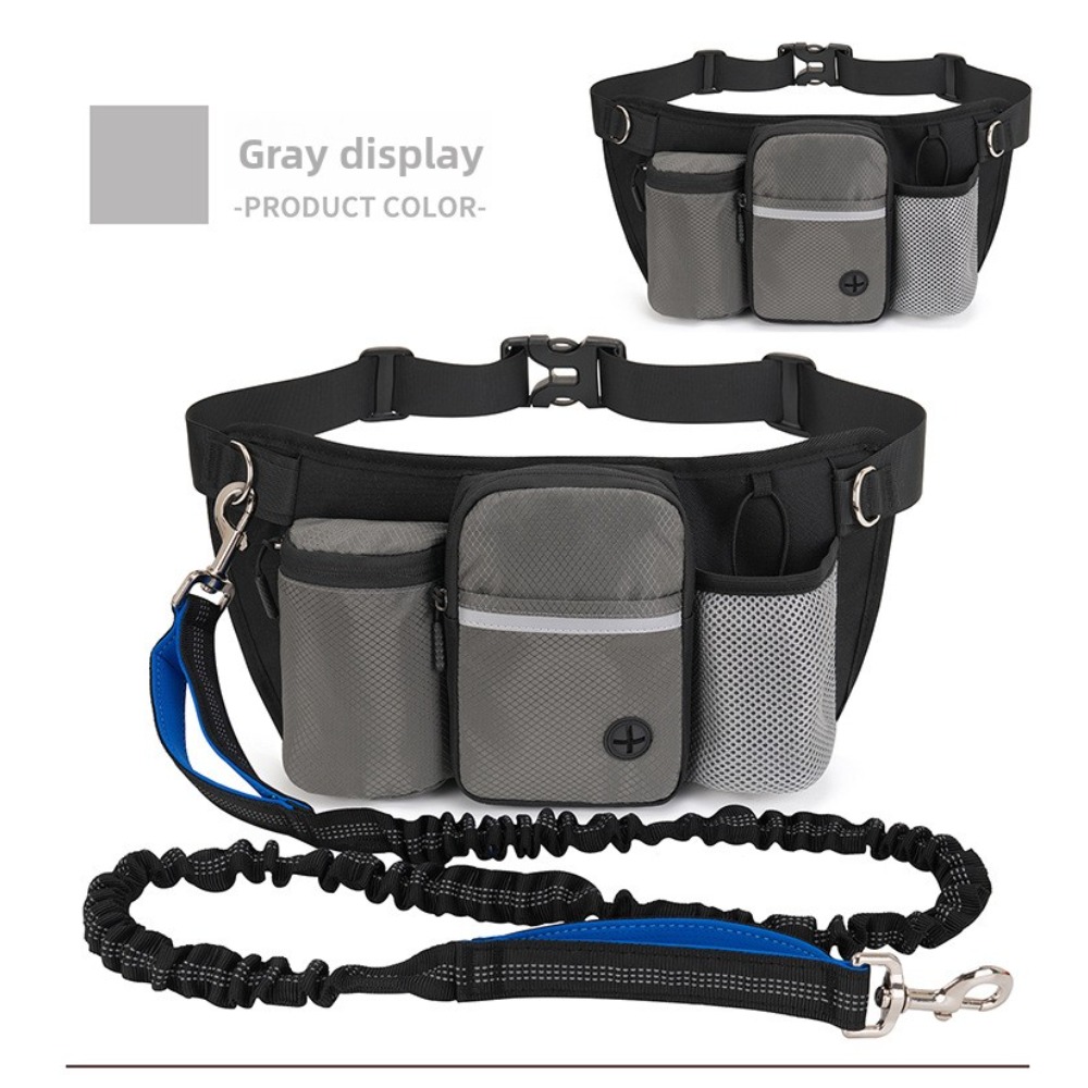 Image of Dog Training Waist Harness Leash System With Treat Holder & Belt Bag - Multifunctional Outdoor , Zipper Closure Suitable For,, Obedience Training - Dog Walking Waist Bag For Treats And