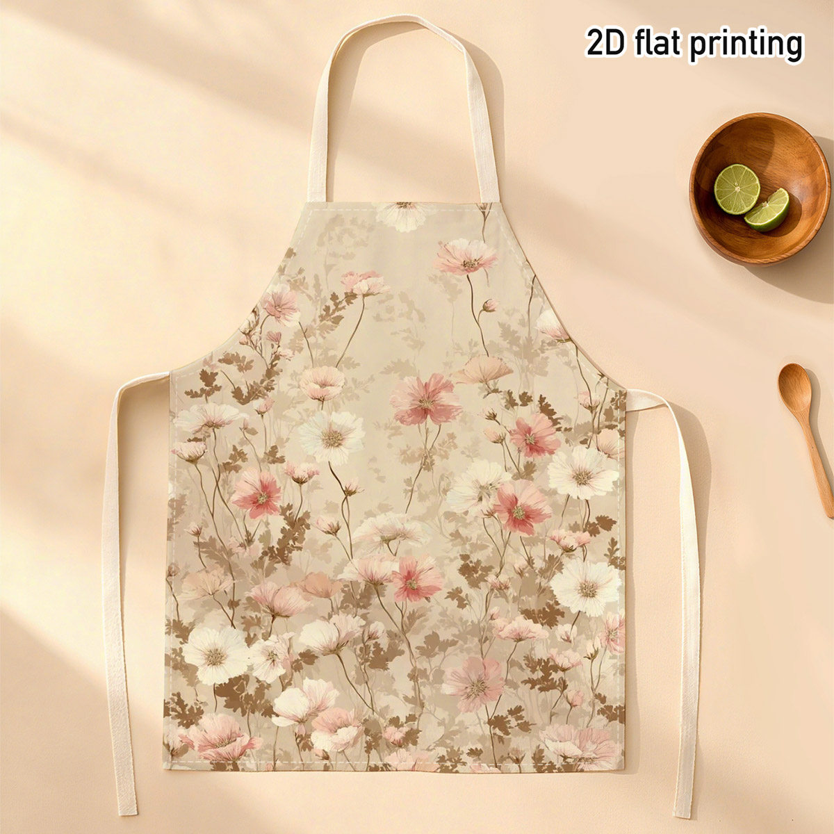 TEMU Tablier Aquarelle Une Pièce avec des Roses sur un Fond Beige, Idéal pour à , et les Thé dans , Parfait pour des Fleurs et les Passionnés de