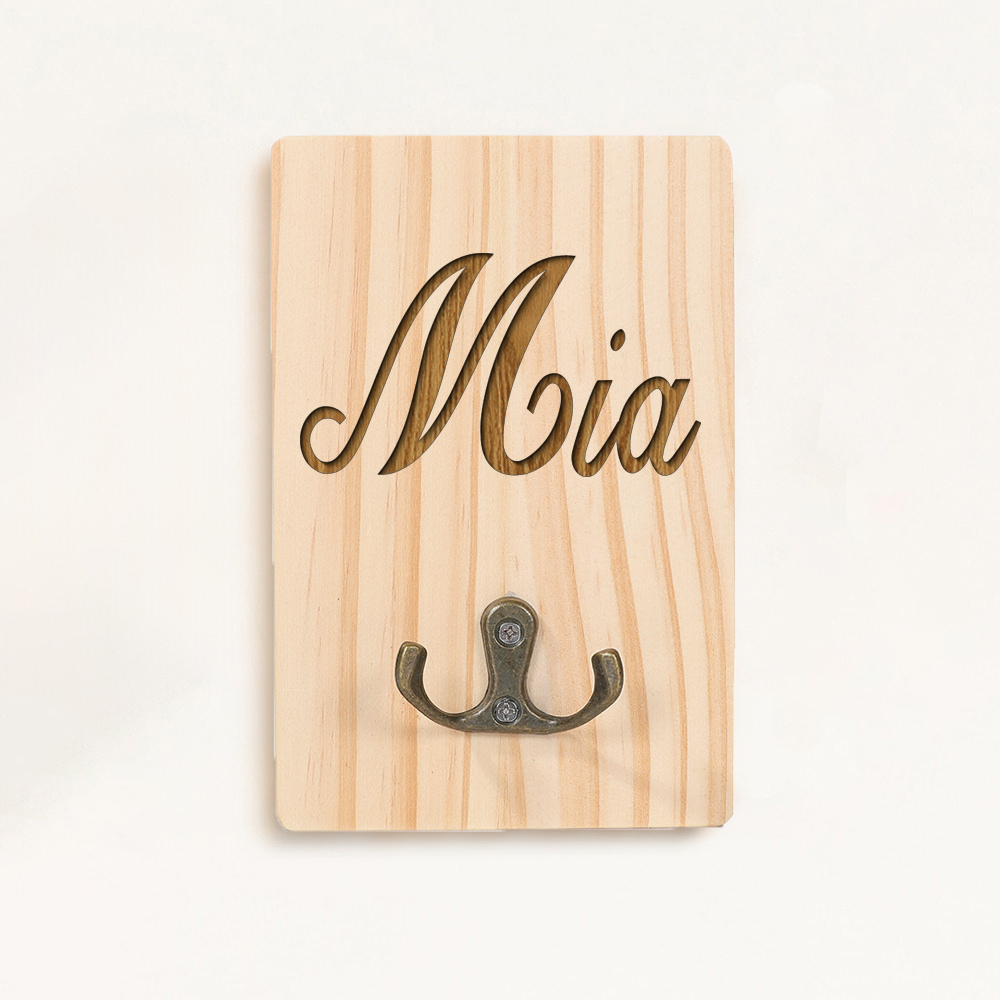 TEMU Crochet mural en bois personnalisé avec nom/ - Bois adapté pour manteaux, serviettes, chapeaux, sacs à dos - Porte-manteau mural à installation