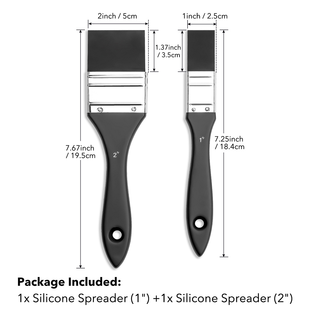 TEMU 2 piezas de esparcidores y raspadores de pasta de silicona SUPHIKE - Herramientas de esparcido flexibles y reutilizables de 1" y 2" con mango de