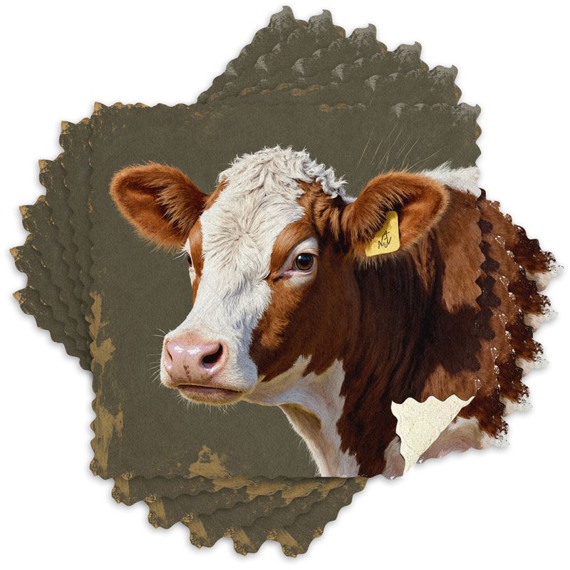 TEMU 6pcs Cow Print Kitchen Dish Towels Suitable For Home & Restaurant, Thickened Microfiber Scouring Cloths With Cow, Reusable Cleaning Pads,