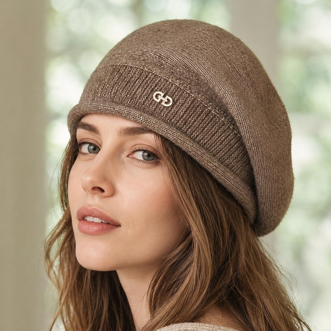 TEMU Women's Korean Style Beret Hat - Elastic Face- Painter, Lightweight Warm Winter Hat Suitable For Casual & Professional, Hand Washable Brand For