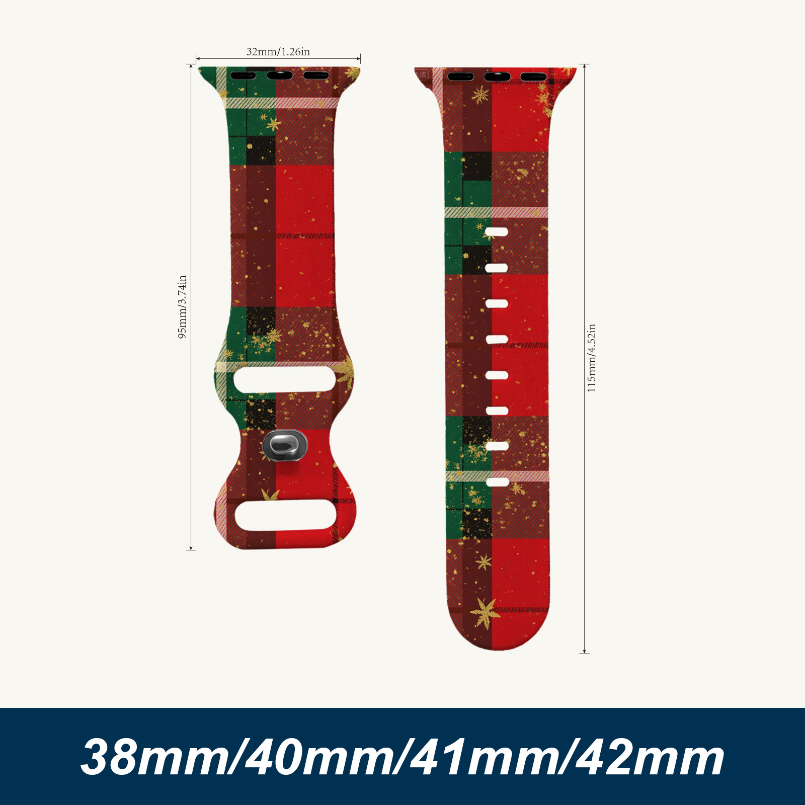 TEMU Christmas Silicone Bands Sleigh Dressy Slim 44/45/46/49mm Chimney For Womens/mans Sleigh Bells Watch Bands Christ Santa Socks Watch Series 5/6/7