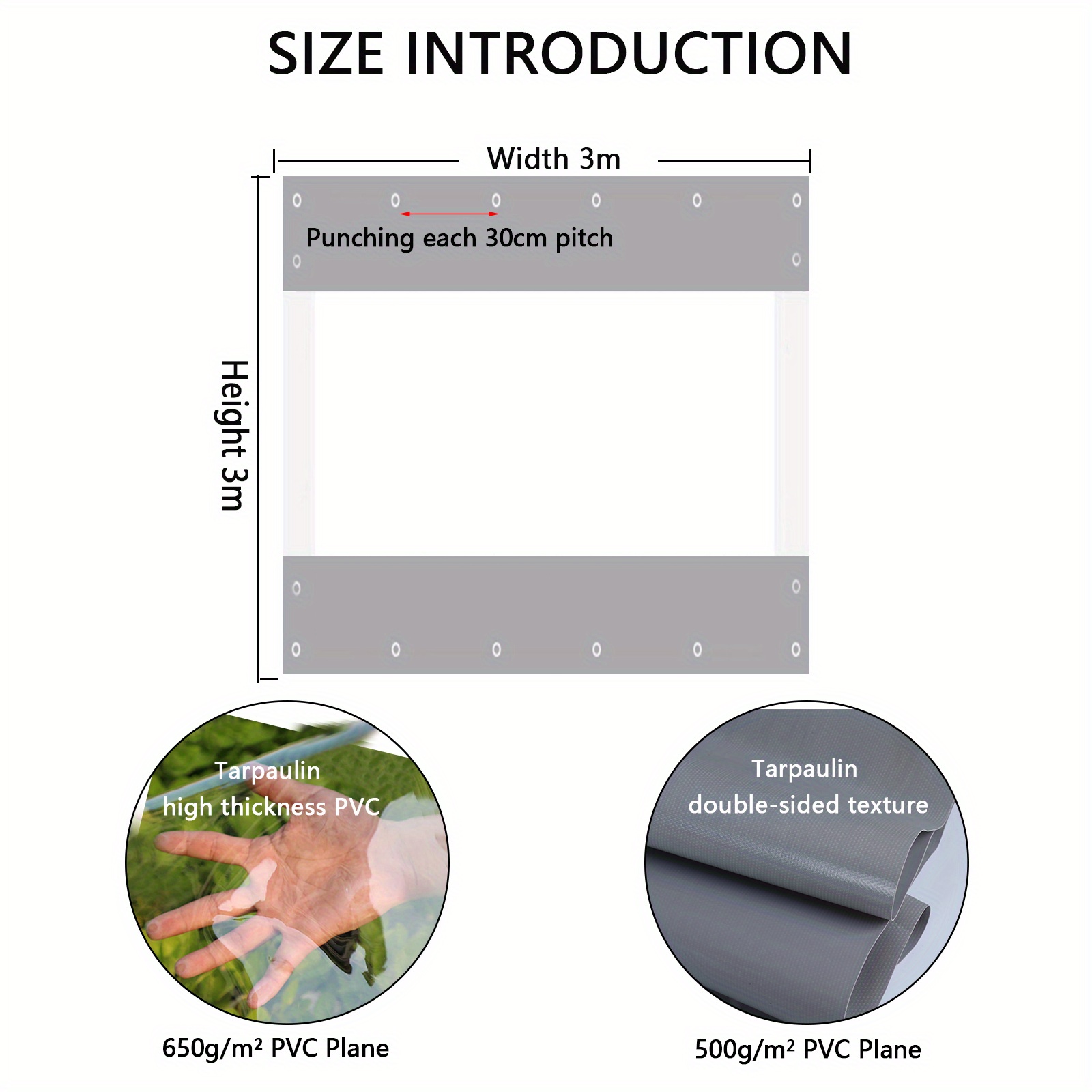 TEMU Topchances Heavy-duty Waterproof Pvc Tarpaulin Features A Design With Metal Rings 30cm Apart. Durable, , And Suitable For Outdoor Garden