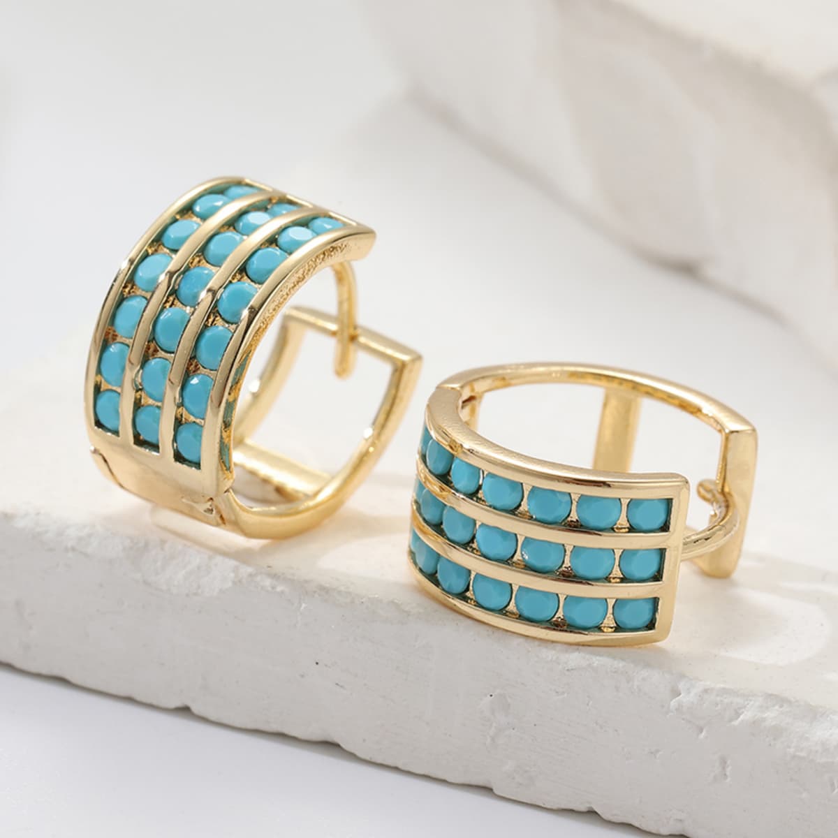 Copper Triple Rows Hoop Earrings, Trendy Outdoor Accessories