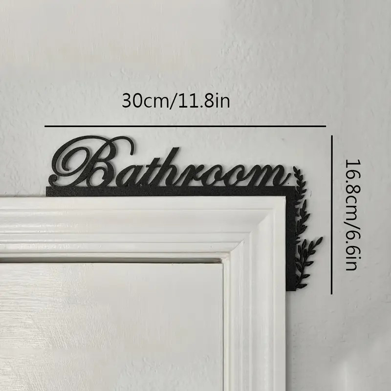 TEMU 2d Flat, A Gift Suitable For All , An Elegant And Minimalist Acrylic Art Sign For Bathroom Doors - Featuring "bathroom" With Leaf Design, White