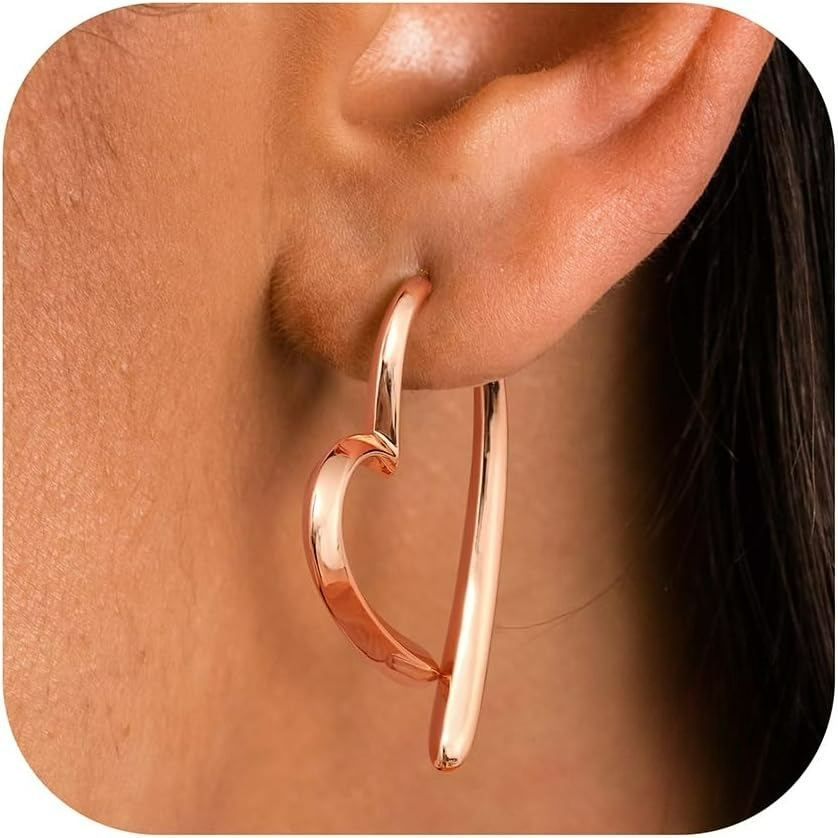 1pair 925 Sterling Silver Post Earrings For Women Heart Hoop Earrings Small Hoop Huggie Earrings Lightweight Sleeper Earrings Hoop Earrings For Women