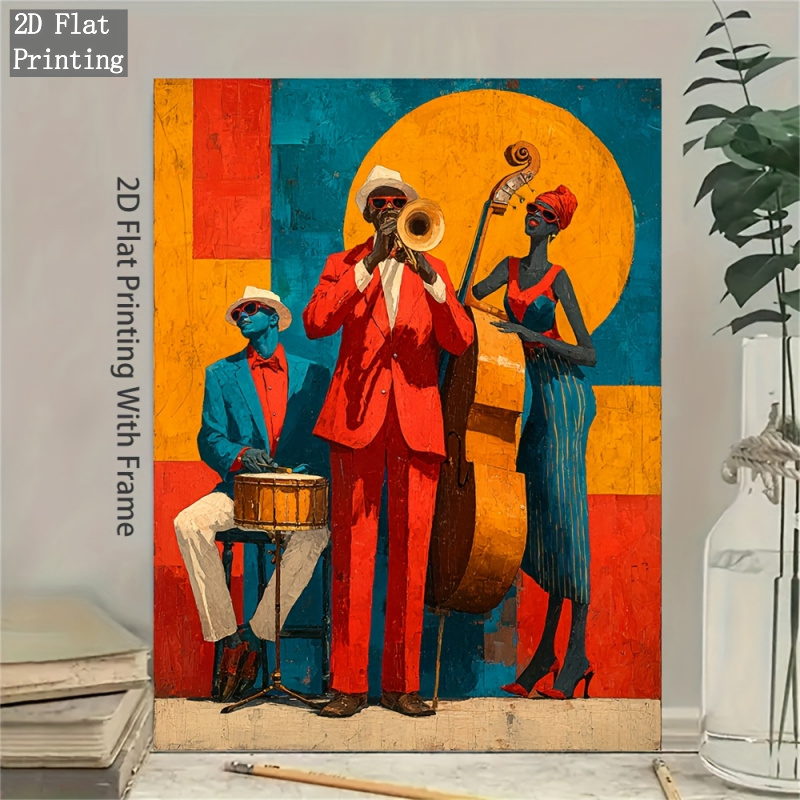 item picture 2d flat 2d flat 1pc   painting canvas print jazz   painting retro style suitable for decorating offices living rooms and bedrooms