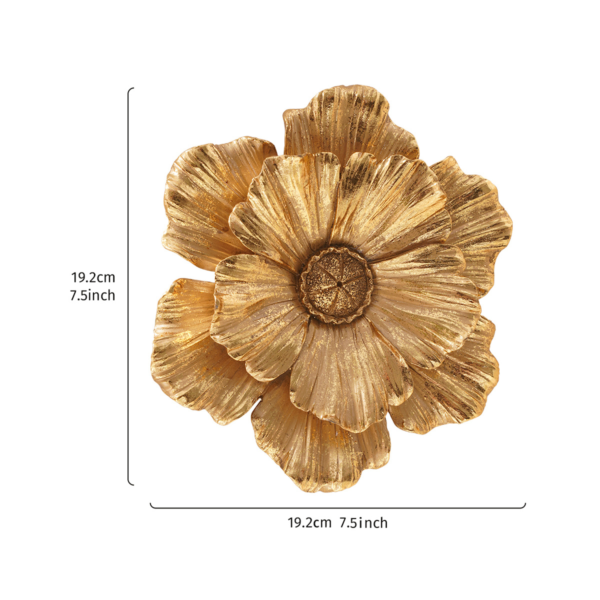 TEMU 1pc Elegant European Style Golden Resin Flower Wall Sculpture, Petal 3d Floral Wall Hanging Decor, 7.5x7.5 Inch Creative Gift For Home, Hotel,