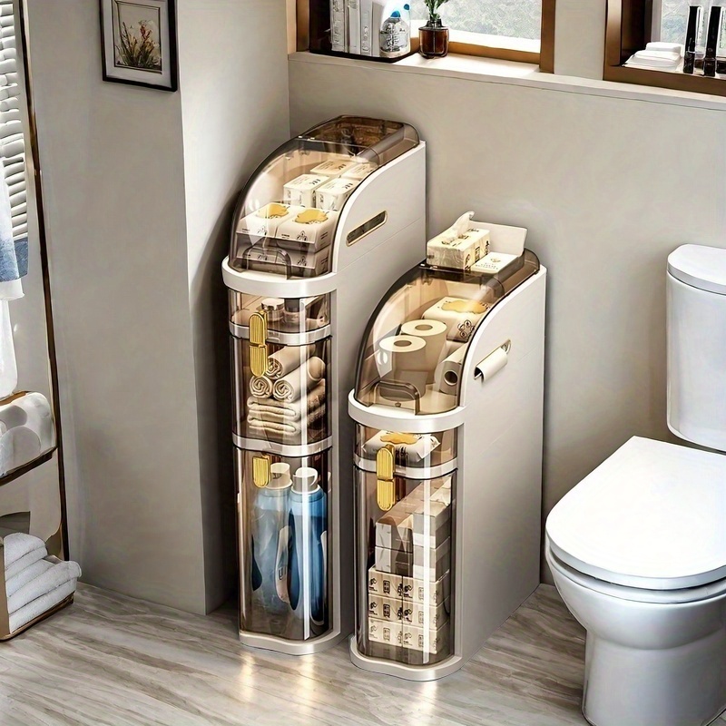 item picture 3 4 tier narrow bathroom storage cabinet with drawers white plastic shower sink and small space organizer space saving design no installation required height under 27 inches capacity under 3 2 cubic feet polished surface shower caddy ls096